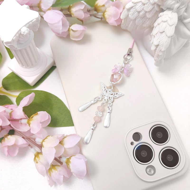 cioatu Y2K Cute Phone Charms Set - Aesthetic Cherry,Flower, Butterfly & Star Cell Phone Straps, Kawaii PhoneAccessories for Bag Keychain, AirPods, Camera Decor - Image 4